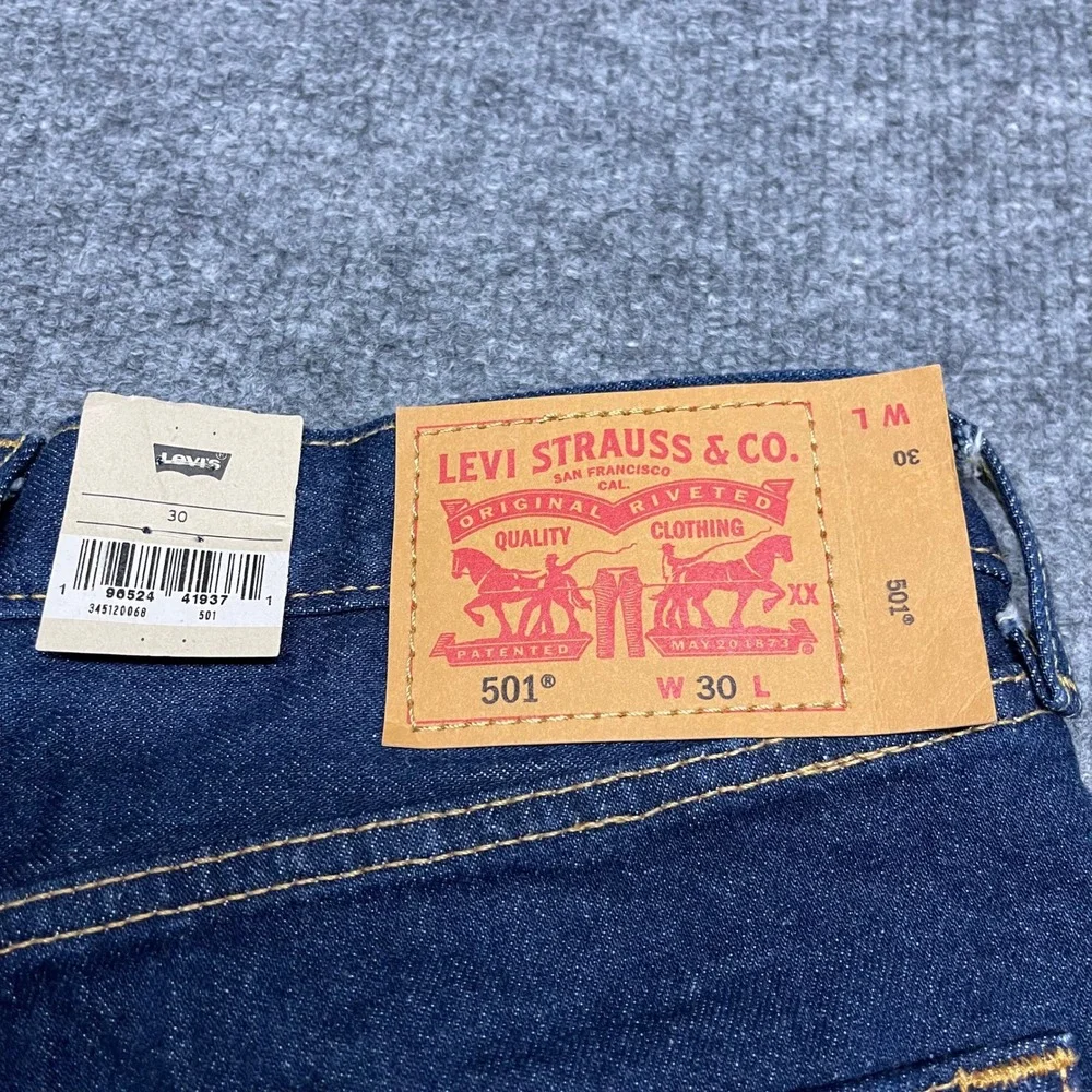 Levis 501 Denim Short Jeans Mens Size 30 Original Fit Indigo Blue Button Fly NEW